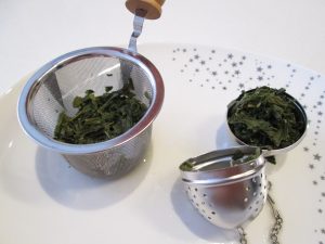 brewed sencha tea leaves