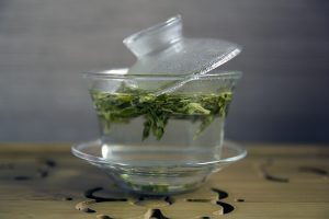 Longjing in a glass gaiwan