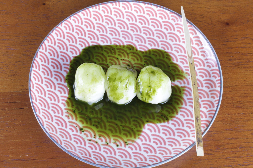 dango with matcha syrup