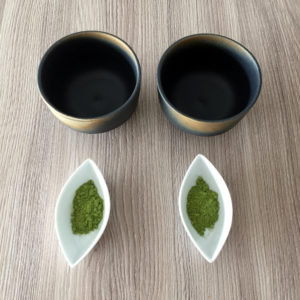 preparing matcha with boiling water